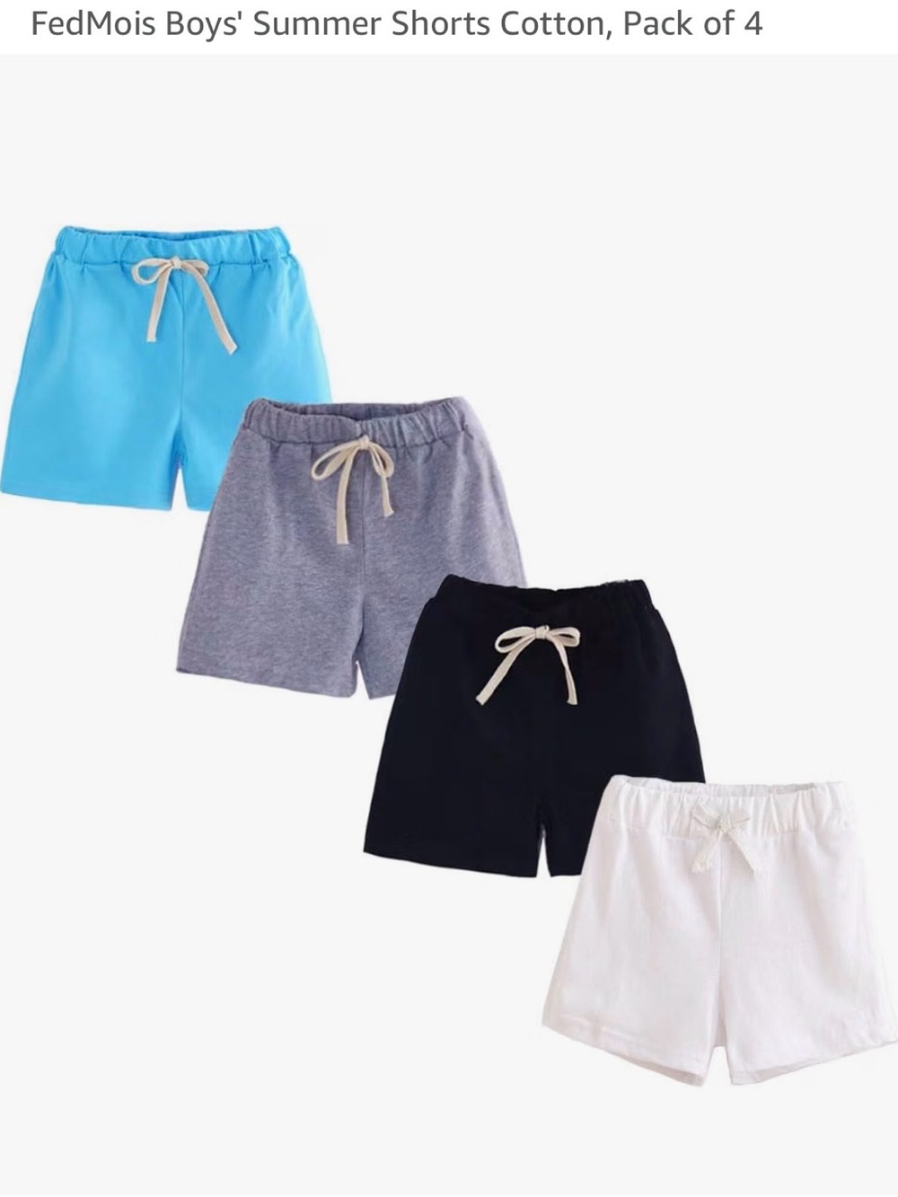 Boys' Cotton Shorts - Blue, Gray, Black, White - Pack of 4